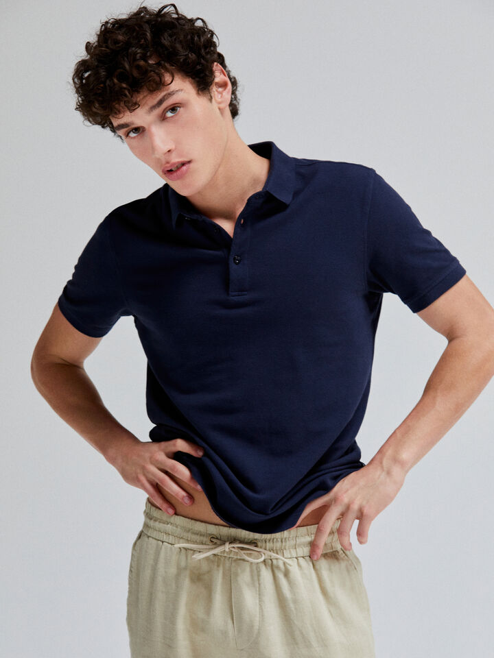 Slim fit polo - men's polos - Dark Blue | Sisley image number 7